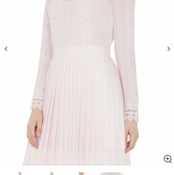 Ted Baker Looez Lace Trim Dress, Pink Nude Size 6-8 - Picture 5 of 16